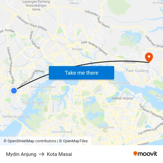 Mydin Anjung to Kota Masai map