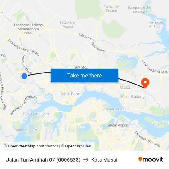 Jalan Tun Aminah 07 (0006538) to Kota Masai map