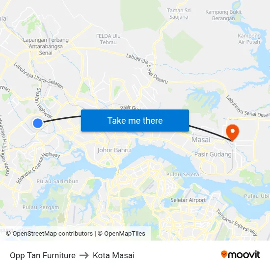 Opp Tan Furniture to Kota Masai map