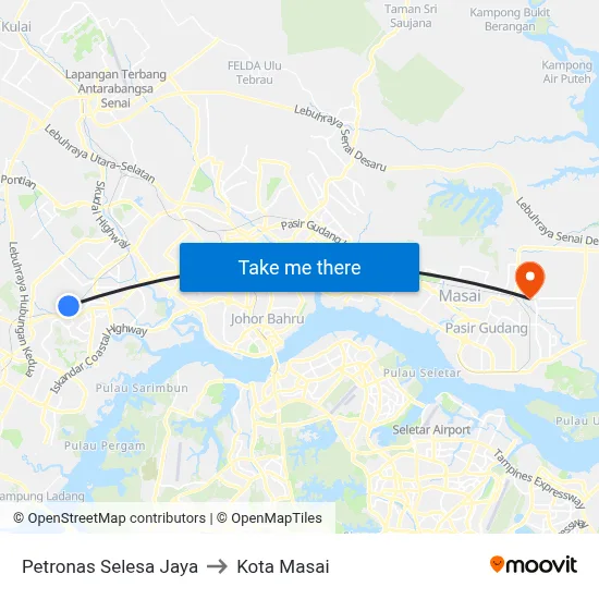 Petronas Selesa Jaya to Kota Masai map