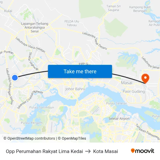 Opp Perumahan Rakyat Lima Kedai to Kota Masai map