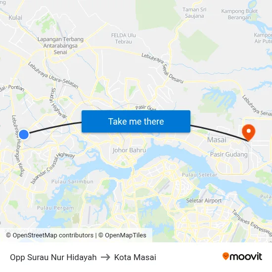 Opp Surau Nur Hidayah to Kota Masai map
