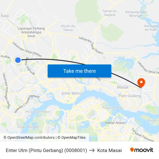Enter Utm (Pintu Gerbang) (0008001) to Kota Masai map