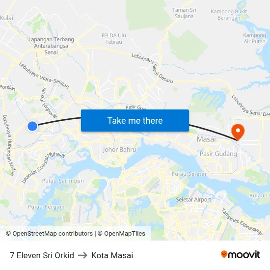 7 Eleven Sri Orkid to Kota Masai map