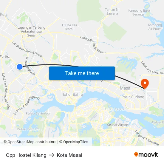 Opp Hostel Kilang to Kota Masai map