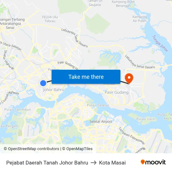 Pejabat Daerah Tanah Johor Bahru to Kota Masai map