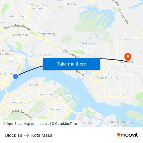 Block 18 to Kota Masai map