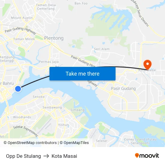 Opp De Stulang to Kota Masai map