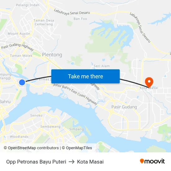 Opp Petronas Bayu Puteri to Kota Masai map