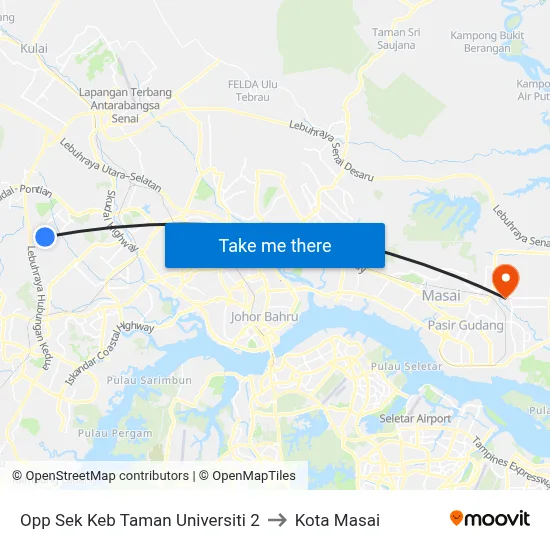 Opp Sek Keb Taman Universiti 2 to Kota Masai map