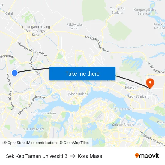 Sek Keb Taman Universiti 3 to Kota Masai map