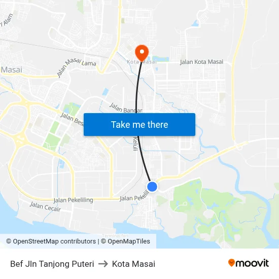Bef Jln Tanjong Puteri to Kota Masai map