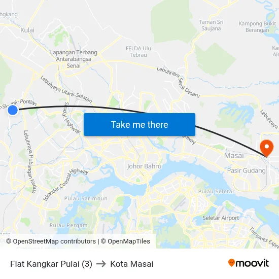Flat Kangkar Pulai (3) to Kota Masai map