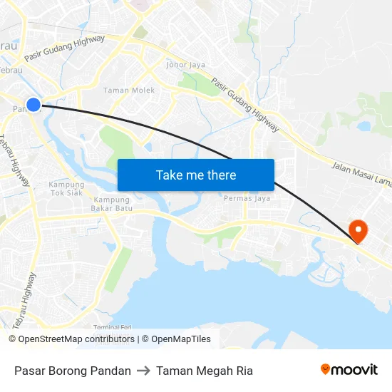 Pasar Borong Pandan to Taman Megah Ria map