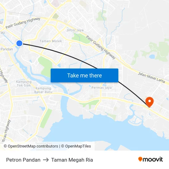 Petron Pandan to Taman Megah Ria map