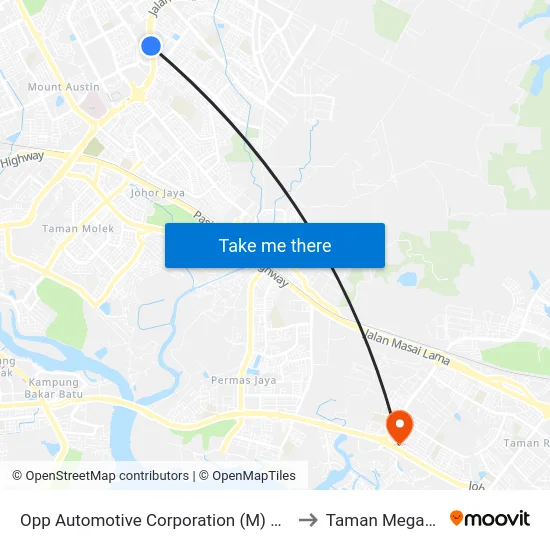 Opp Automotive Corporation (M) Sdn. Bhd to Taman Megah Ria map