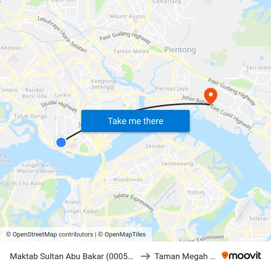 Maktab Sultan Abu Bakar (0005494) to Taman Megah Ria map