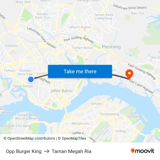 Opp Burger King to Taman Megah Ria map