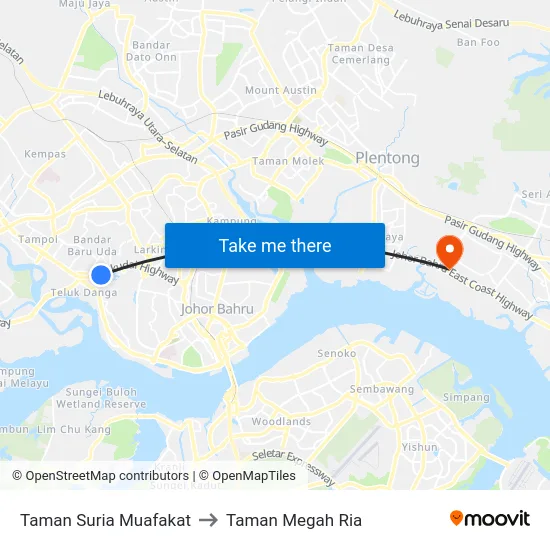 Taman Suria Muafakat to Taman Megah Ria map
