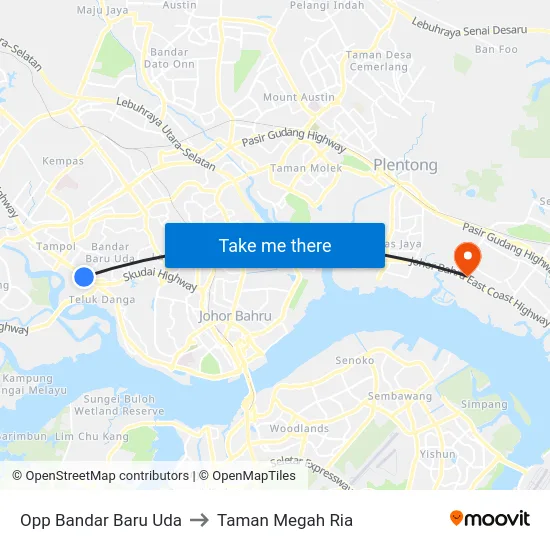 Opp Bandar Baru Uda to Taman Megah Ria map