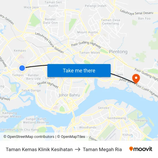 Taman Kemas Klinik Kesihatan to Taman Megah Ria map