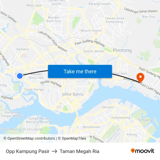 Opp Kampung Pasir to Taman Megah Ria map
