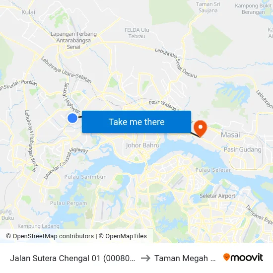 Jalan Sutera Chengal 01 (0008050) to Taman Megah Ria map