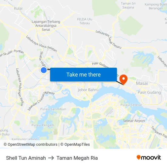 Shell Tun Aminah to Taman Megah Ria map