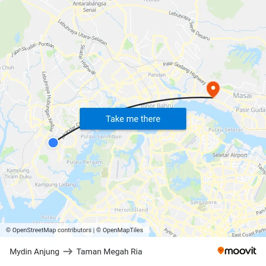 Mydin Anjung to Taman Megah Ria map