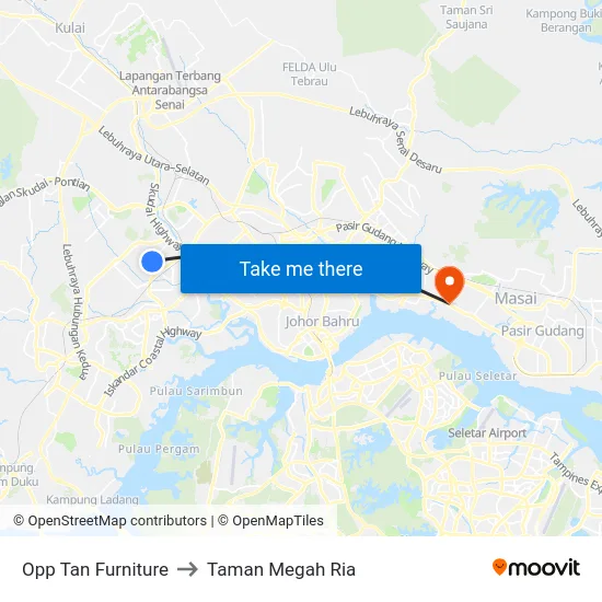 Opp Tan Furniture to Taman Megah Ria map