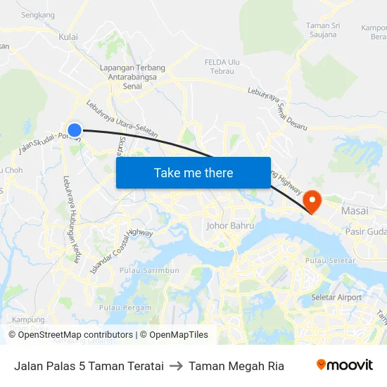Jalan Palas 5 Taman Teratai to Taman Megah Ria map