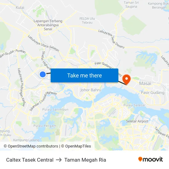 Caltex Tasek Central to Taman Megah Ria map