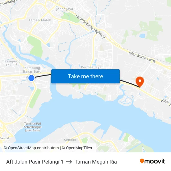 Aft Jalan Pasir Pelangi 1 to Taman Megah Ria map