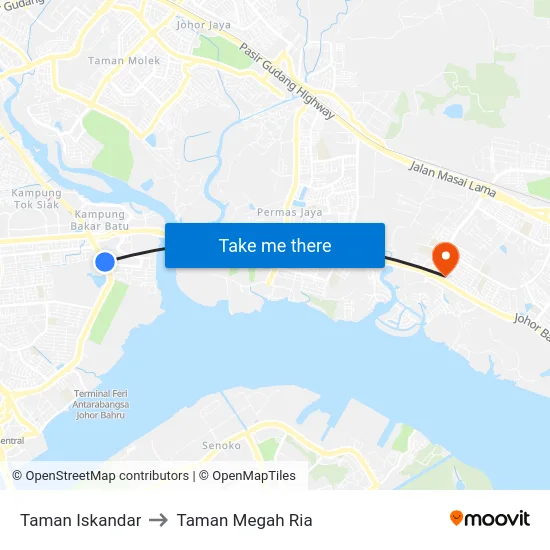 Taman Iskandar to Taman Megah Ria map