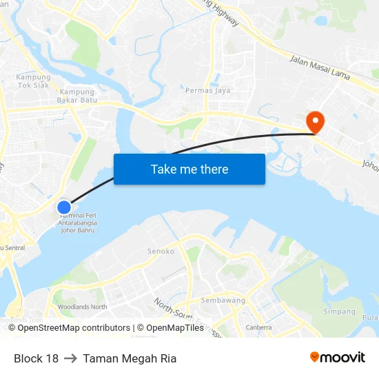Block 18 to Taman Megah Ria map