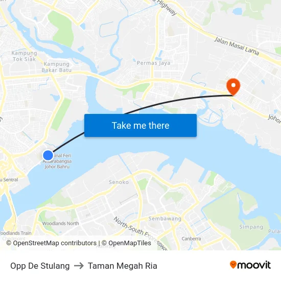 Opp De Stulang to Taman Megah Ria map