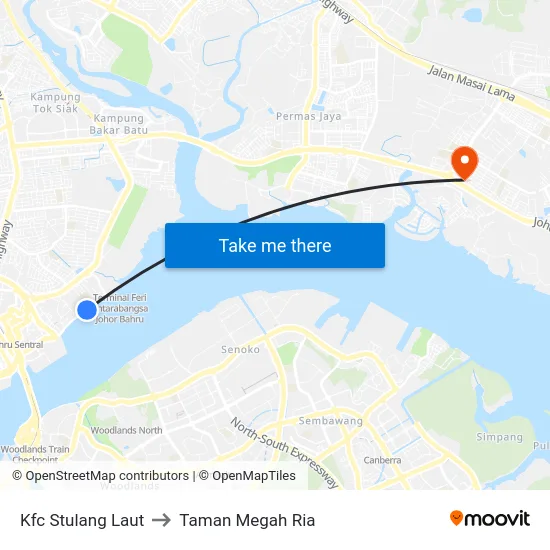 Kfc Stulang Laut to Taman Megah Ria map