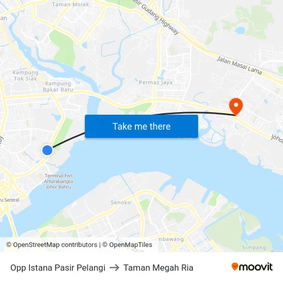 Opp Istana Pasir Pelangi to Taman Megah Ria map