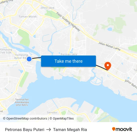 Petronas Bayu Puteri to Taman Megah Ria map