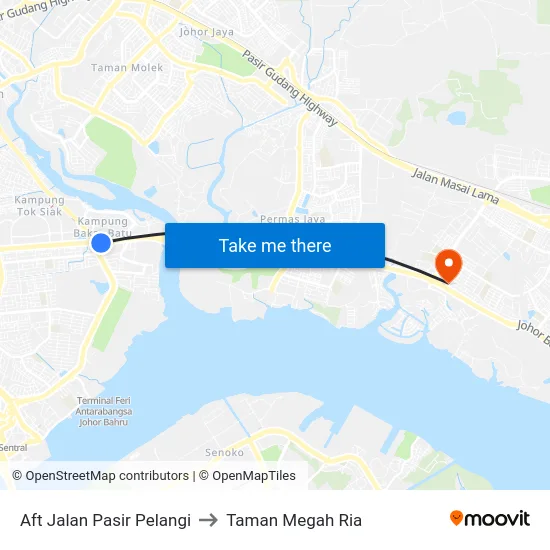 Aft Jalan Pasir Pelangi to Taman Megah Ria map