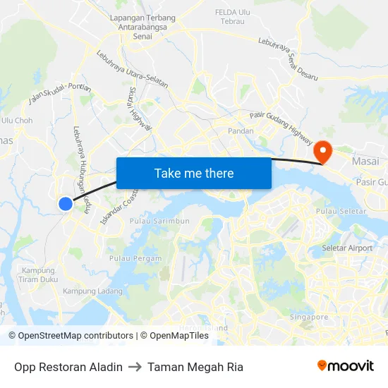 Opp Restoran Aladin to Taman Megah Ria map