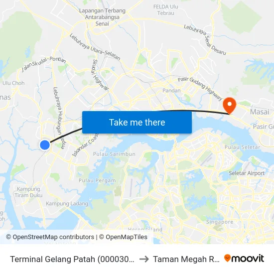 Terminal Gelang Patah (0000302) to Taman Megah Ria map