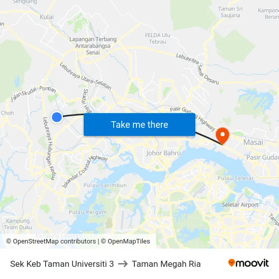 Sek Keb Taman Universiti 3 to Taman Megah Ria map