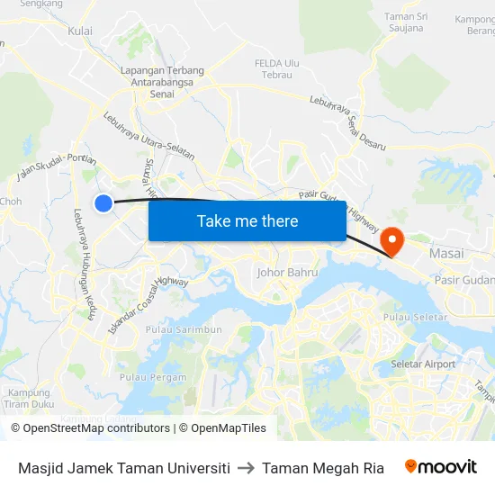 Masjid Jamek Taman Universiti to Taman Megah Ria map