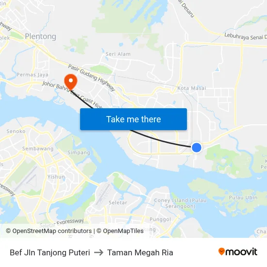 Bef Jln Tanjong Puteri to Taman Megah Ria map