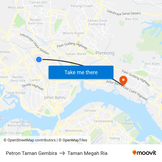 Petron Taman Gembira to Taman Megah Ria map