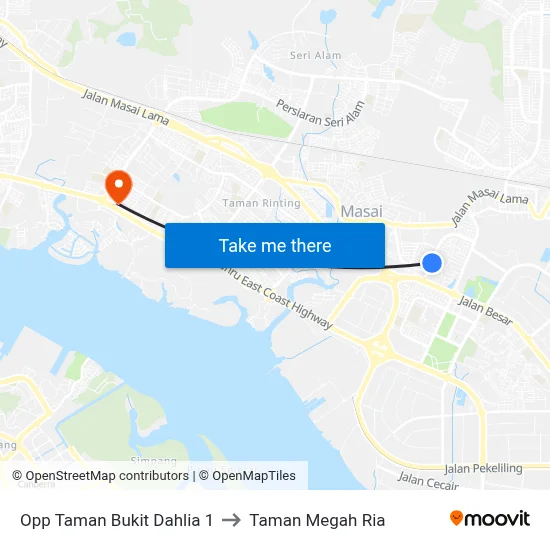 Opp Taman Bukit Dahlia 1 to Taman Megah Ria map