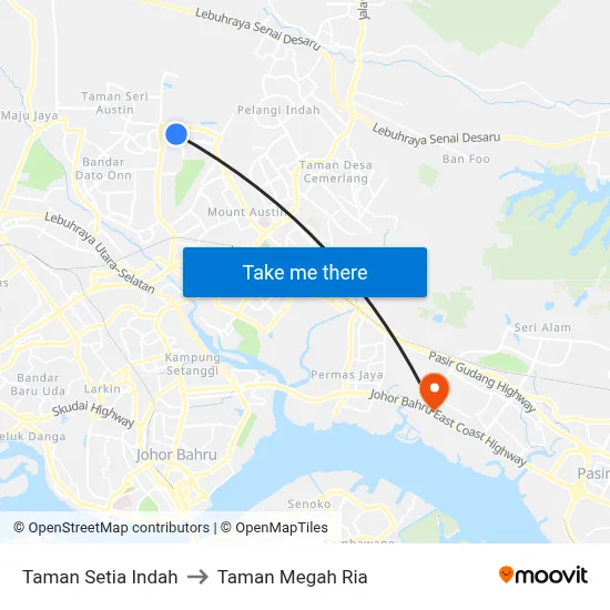 Taman Setia Indah to Taman Megah Ria map
