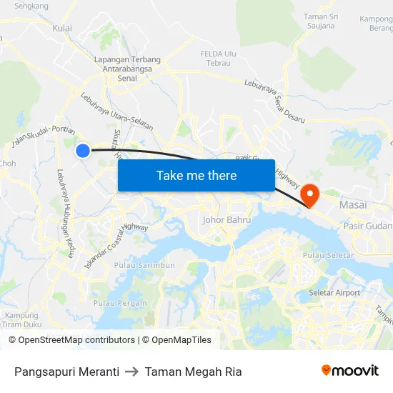 Pangsapuri Meranti to Taman Megah Ria map