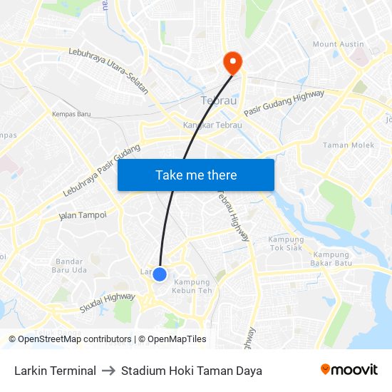 Larkin Sentral (46239) to Stadium Hoki Taman Daya map